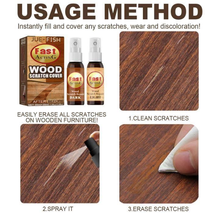 Réparation de Rayures - Renovateur Bois - Spray 30 ML - Couleur Claire et Foncée - Intérieur