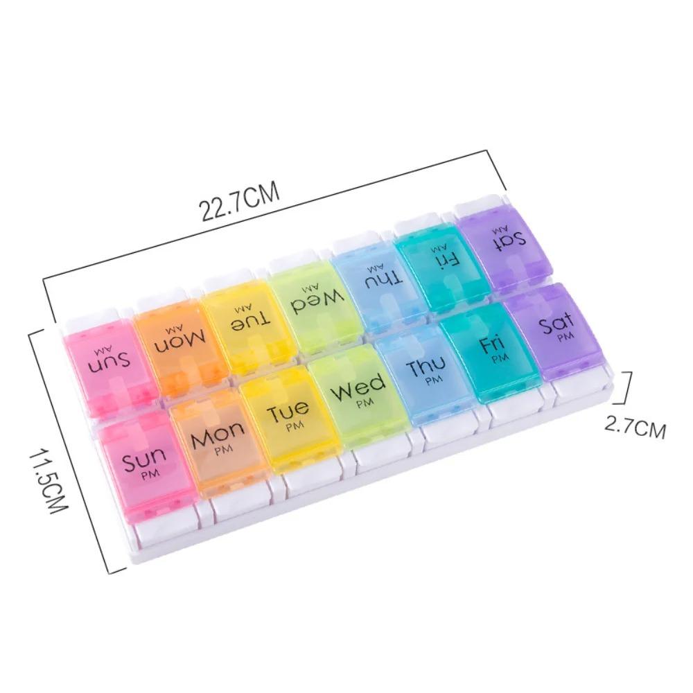 2 Times A Day Pill Organizer Large Pill Box with Push Button Design Detachable Medicine Holder for Vitamins Fish Oil Supplements