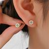 100% 925 Sterling Silver Blue Sparkling Zircon Flower Stud Earrings for Women Sterling Silver Jewelry Gift