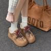 Winter Casual Velvet Leather Shoes Lamb Wool Warm Thick-soled Women's Snow Boots