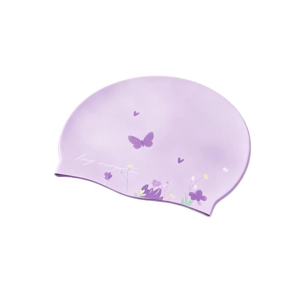 Keep Silicone Swimming Cap, Waterproof, Highly Elastic, Enlarged, Purple