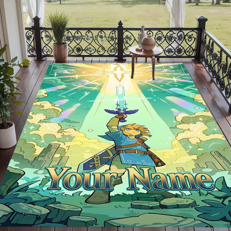 Custom Text Zelda Pattern Floor Rug Soft Indoor Carpet Mat Living Room Bedroom
