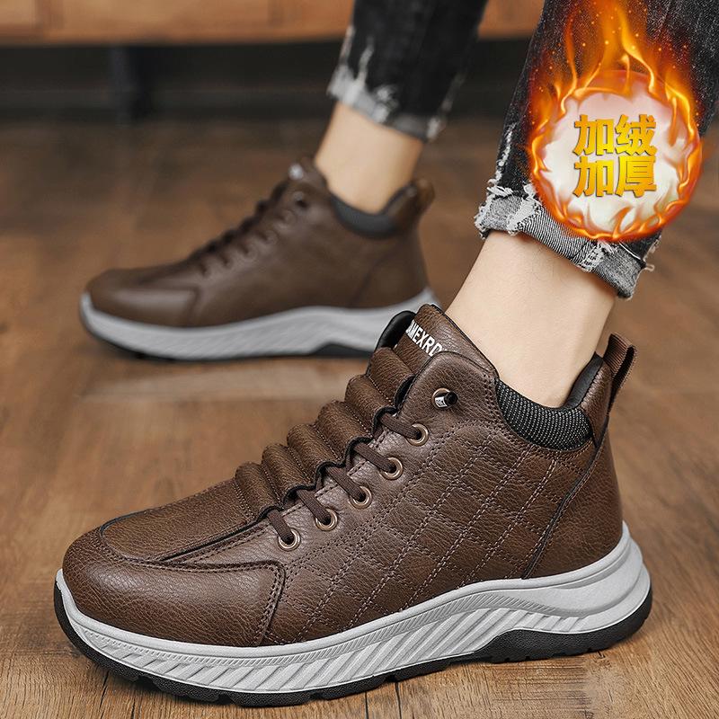 Outdoor Winter neue Herren Baumwollschuhe warme Freizeitschuhe High-Top dicksohlige verschleißfeste rutschfeste Schneestiefel Samt Herrenschuhe