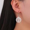 Lucktune Tree of Life Round Pendant Earrings for Women Stainless Steel Crystal Zircon Tree Earring Jewelry Valentine's Day Gifts