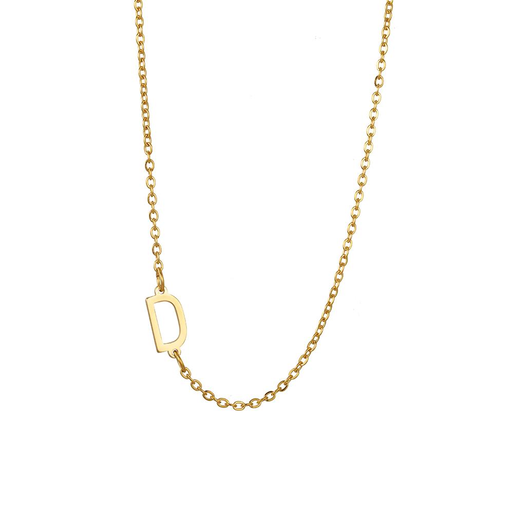 Cazador Sideways Tiny Letter Initial Necklaces A-Z Letters Necklace Stainless Steel Necklace For Women Gift Anniversary Jewelry