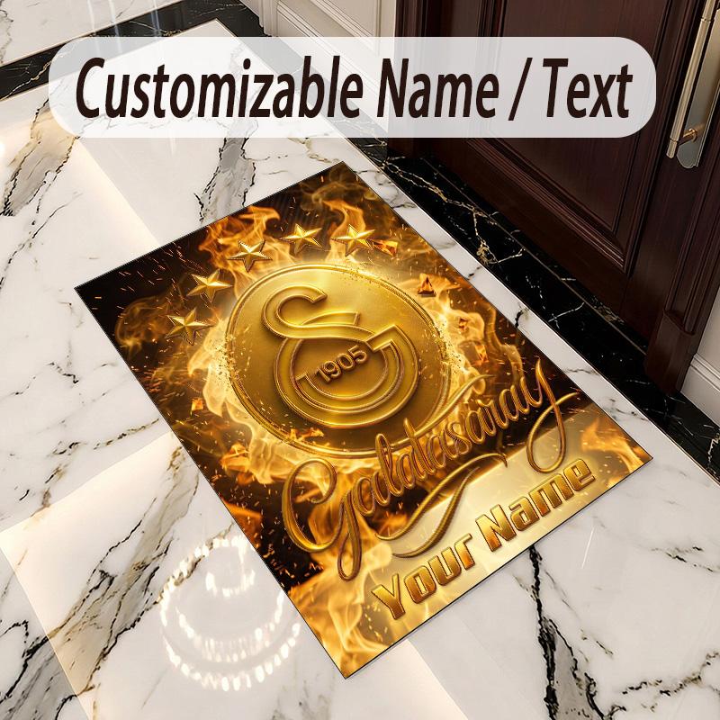 Crystal Velvet Rug Galatasaray FC Print Custom Name Text Floor Mat Home Decor