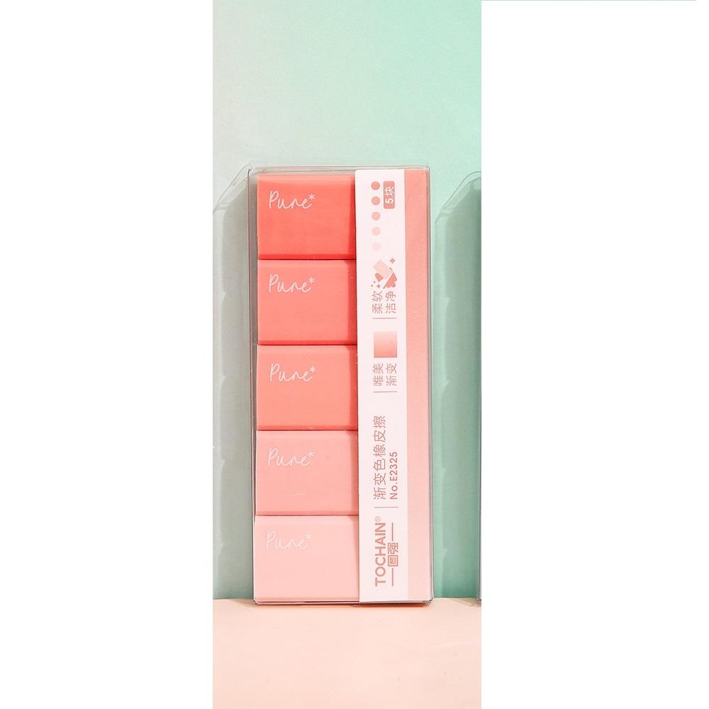 5pcs Pure Gradient Color Erasers Set Less-dust for Pencil Cleaning Stationery School Exam A7611