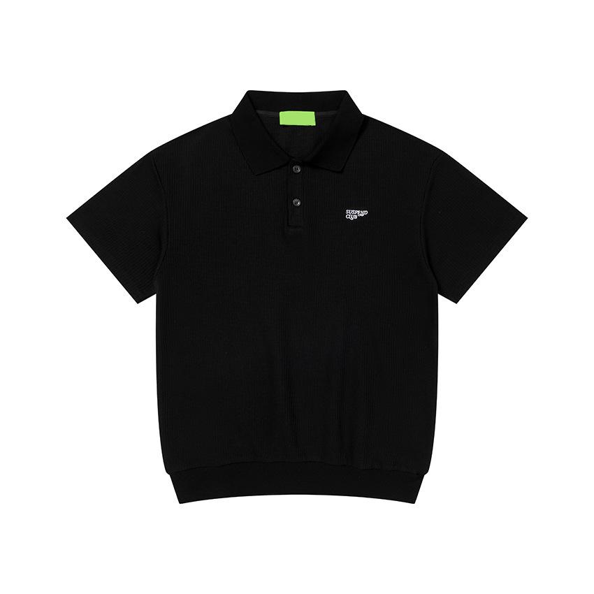 Waffle Old Money Wind Short-sleeved Polo Shirt Men's Summer American Cleanfit Ruffian Handsome Loose Lapel T-shirt Top