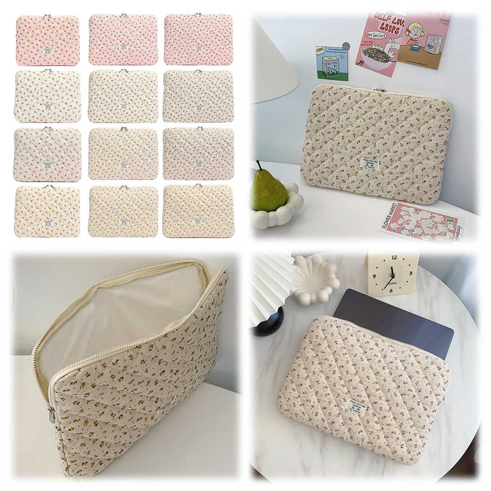 Flower Printed Laptop Carrying Case Quilted Laptop Case Protective Cute Computer Sleeve for 11-15 Inch Laptop Tablet