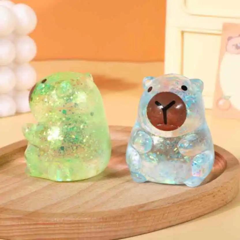Cartoon Capybara Decompression Toy Soft Glitter Gummy Low Rebound Squishy Fidget Toy Stress Relief Tool For Adhd & Anxiety