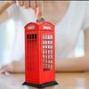 Telephone Booth Piggy Bank Saving Pot, Tabletop Ornament, Creative Metal Figurine Money