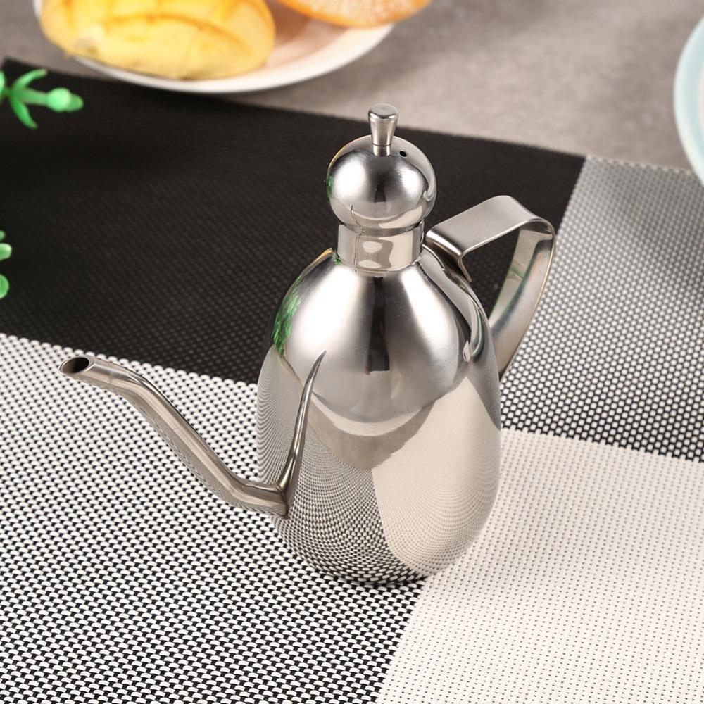 Stainless Steel Oil Dispenser Bottle 350ml Long Spout Oil Bottle Vinegar Dispensing