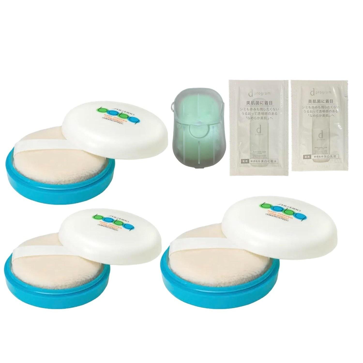 Shiseido Baby Powder (Pressed) (Quasi-Drug) 50g3 pieces Portable Paper Soap 20 sheets set