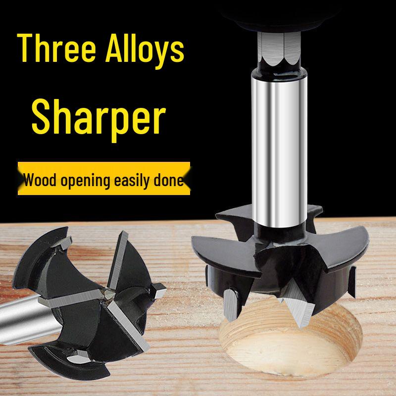 35mm Depth-Stop Hinge Hole Saw with Three-Flute Drill Bit for Woodworking and Cabinet Doors