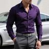 Camisa de hombre elástica en cuatro direcciones, resistente a las arrugas; camisa de manga larga para hombre de talla grande