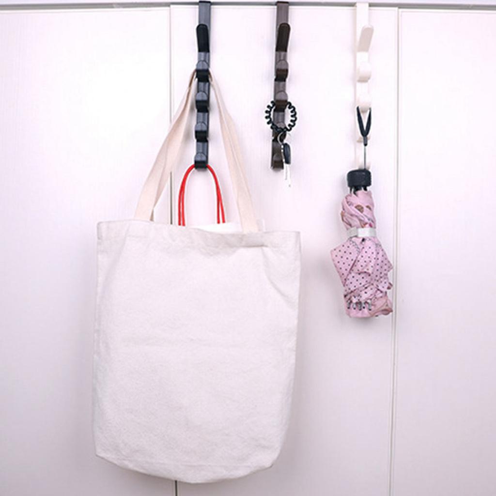 Home Creative Five Segment Hook Over Door Hook Multi Functional Space Saving ABS for Home Wall Black