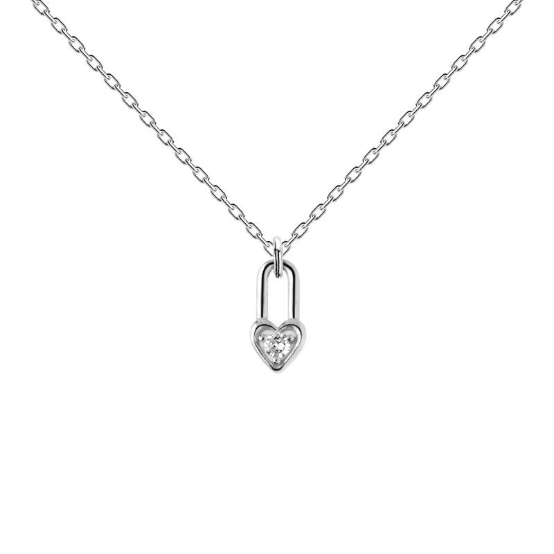 

Real 925 Sterling Silver Sweet Romantic Heart Zircon Key Pendant Short Necklace For Women Wedding Party Jewelry срібний