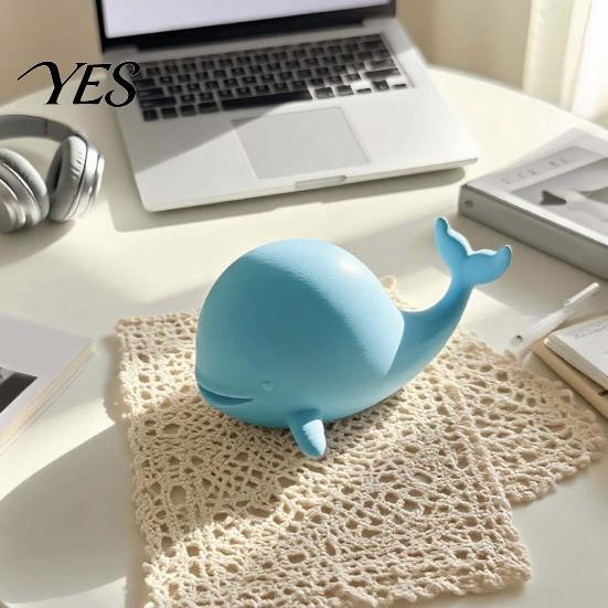 Cute Mini Whale Statue Figurine, 3D Printed Ornament Desktop Figurine Decoration, for Office Home Desk Tiny