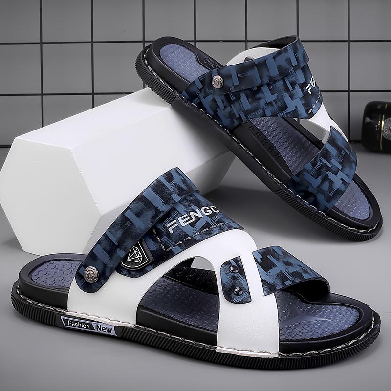 Sommer Komfort Strandurlaub Wasserdichte Ledersandalen Herren Leder Klassisch Outdoor Herren Sandalen Dual-Use Hausschuhe