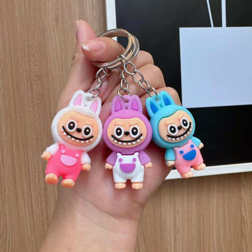 Cartoon Labubu Little Lamb 3D Doll Keychain - Cute Boy Schoolbag Ornament Gift