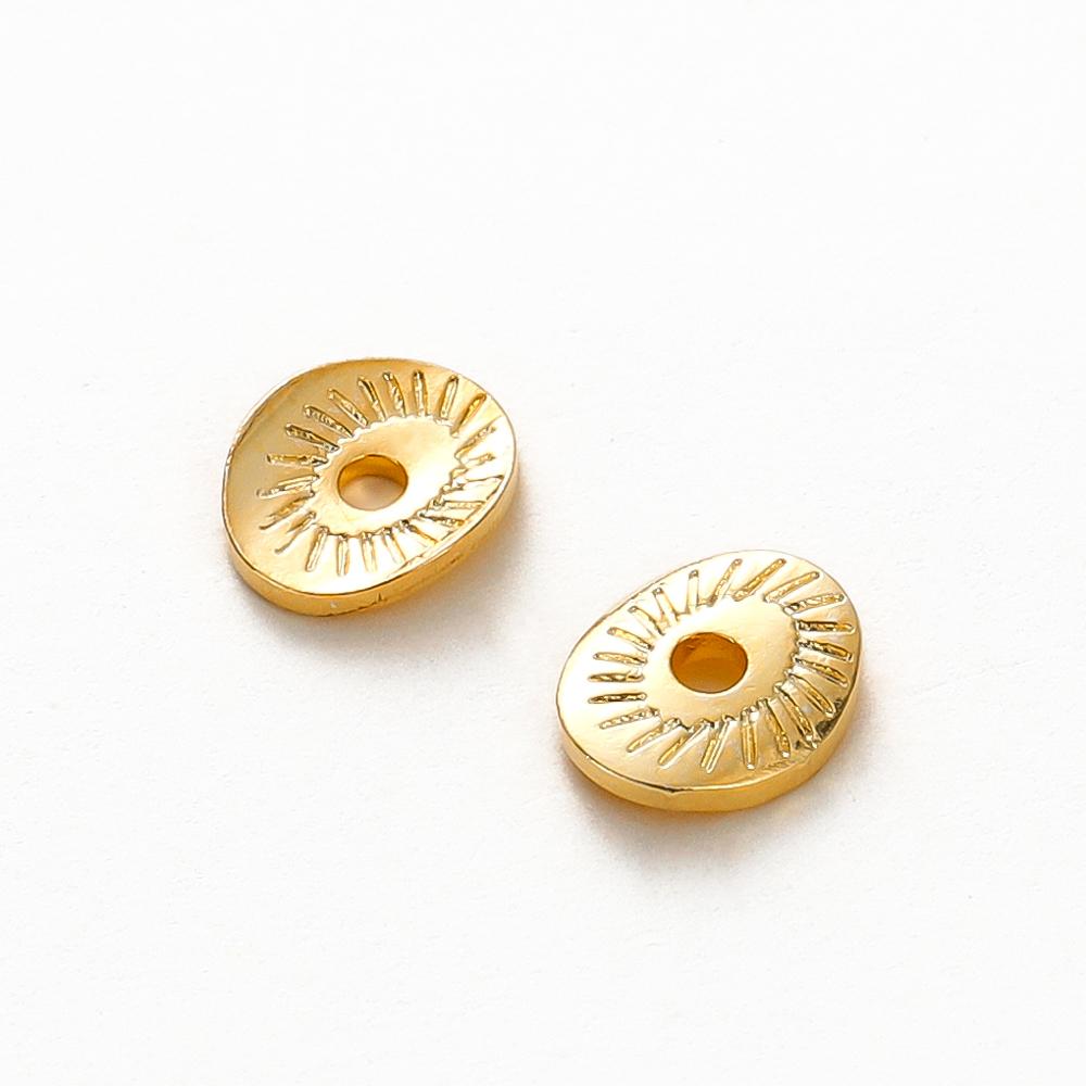 20-50pcs 5x6MM 14K 18K Gold Plated Brass Arcuate Embossing Spacer Beads Bracelets Beads Jewelry Making Supplies Diy Findings