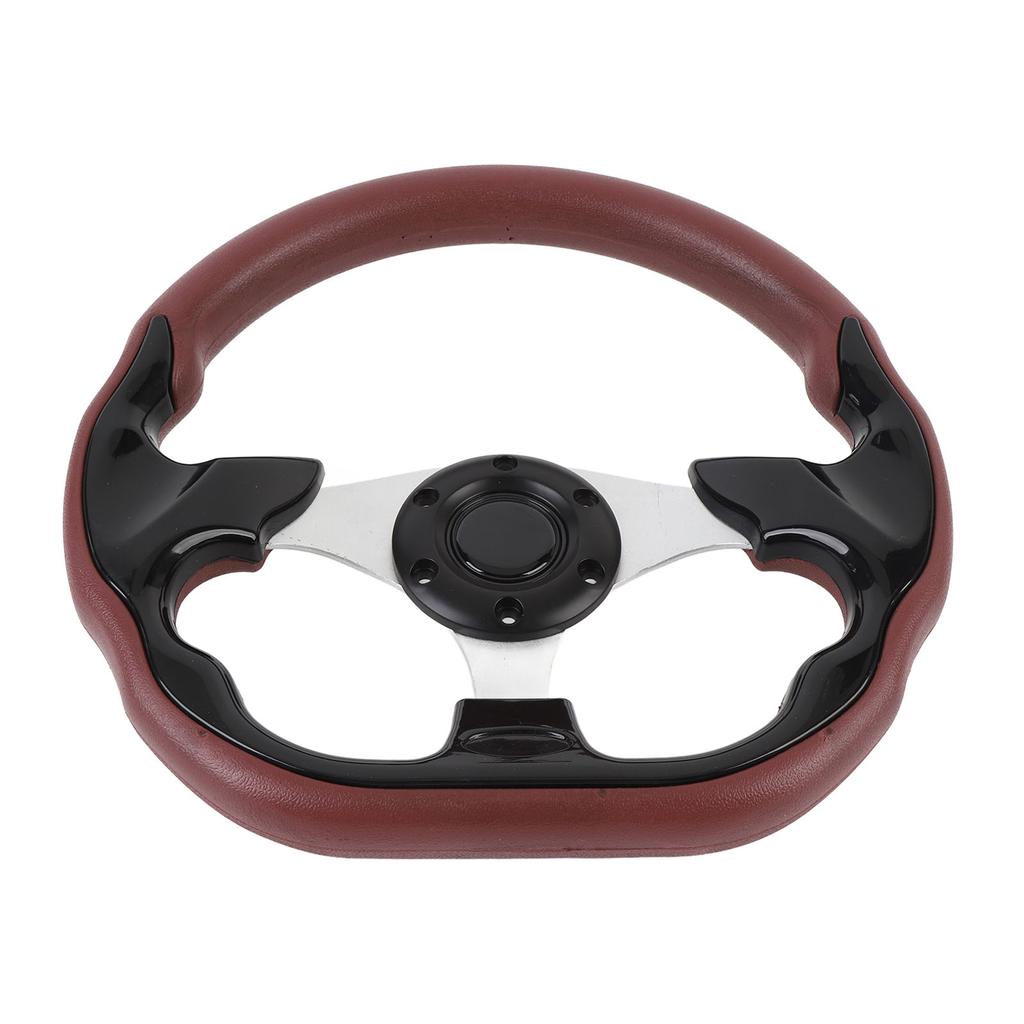 13in Car Steering Wheel PU Sporty Look Enhanced Grip Race Style Steering Wheel for 6 Hole Steering Wheel Hub Adapter