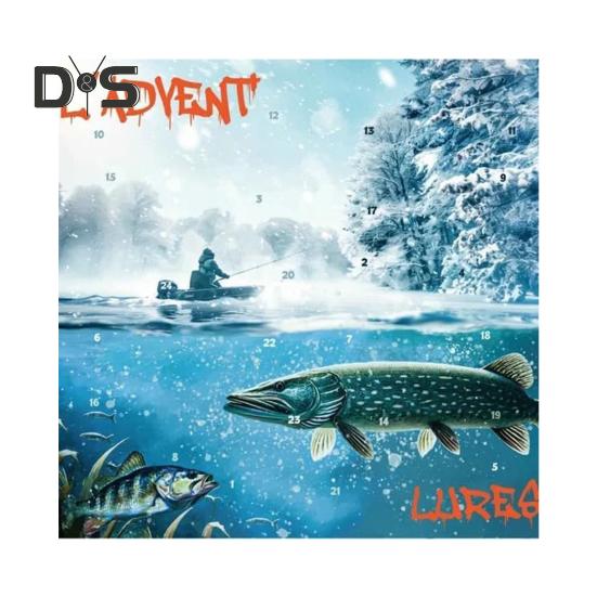 

Рибальський адвент-календар на 2024 рік для чоловіків, хлопчиків-підлітків, набір рибальських снастей, приманок, аксесуарів, календар зворотного відліку D