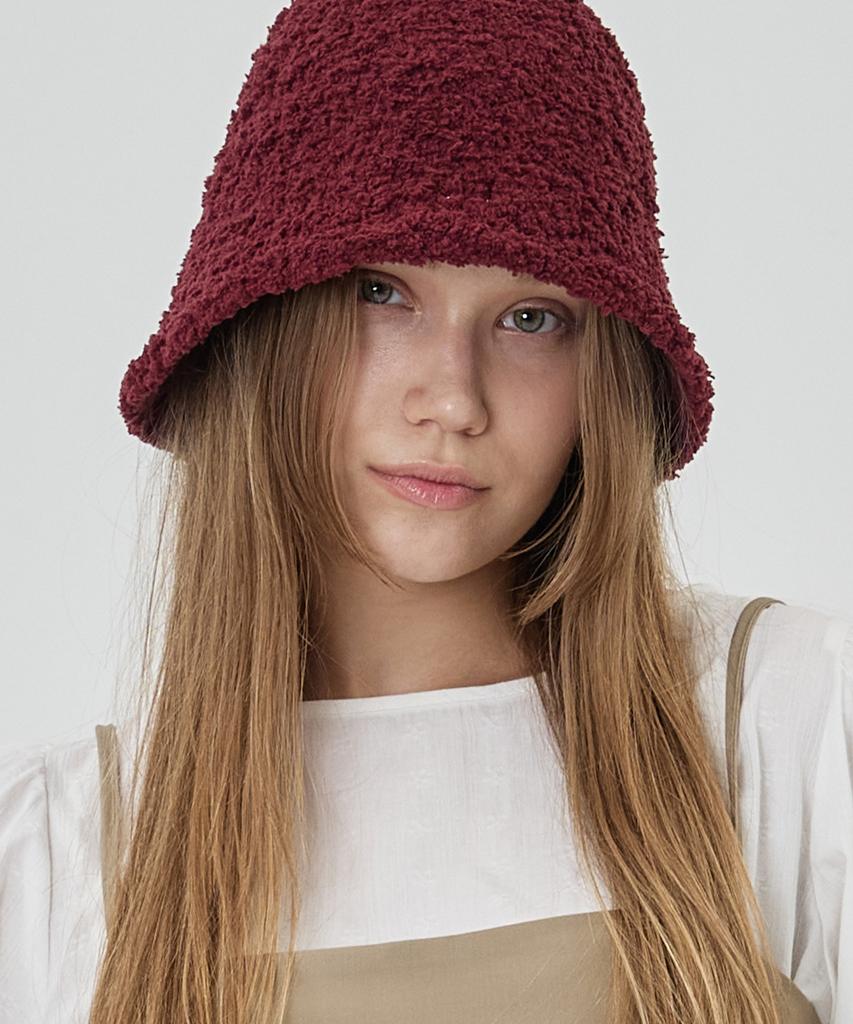THE-ABON Boucle Over Bucket Hat Wine
