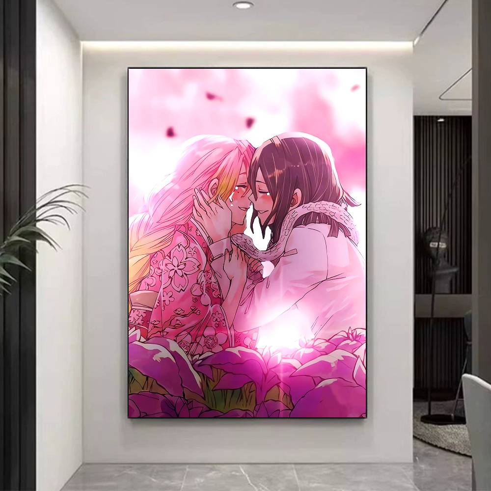 Anime Romance M-Mitsuri And O-Obanai Whitepaper Poster Waterproof Paper Sticker Coffee House Bar Aesthetic Art Wall Painting