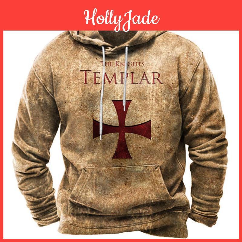 Sweatshirt Kapuzenpullover Herren Pullover Heiliger Ritter Aufdruck Täglich Sport Streetwear Designer Herbstkleidung Kleidung Kapuzenpullover Für Männer