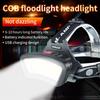DARKBEAM USB Rechargeable COB Headlamp with White and Red Hard Hat Wide LED for Car Construction Outdoor and Power 4 and Hour Long Battery Life