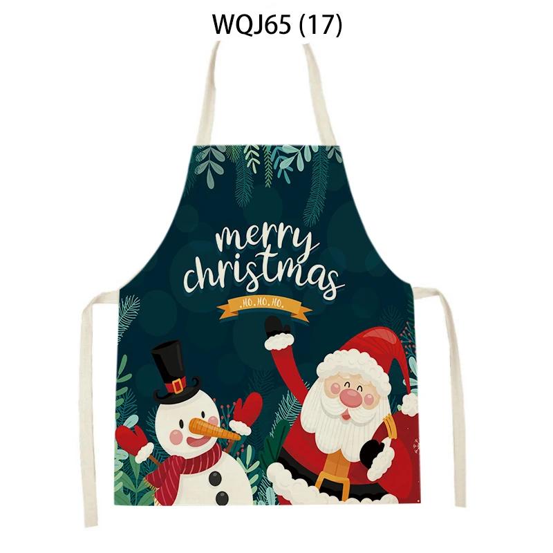 Christmas Apron Snowflake Tree Kitchen Apron Santa Claus Elk Snowman Print Aprons Dinner Party Cooking Apron Baking Accessories