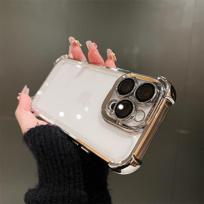 Applicable To IPhone16 Mobile Phone Case Airbag Anti-fall Magnetic Suction Bracket 15Promax Apple 14 Protective Case 13 Electroplating