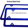 Blue License Plate Frames- Aluminum Front & Rear Car Tag Covers for Men Women, 2 Pack 4 Hole Thin Slim Holders with Mounting Hardware Kit- Screws,