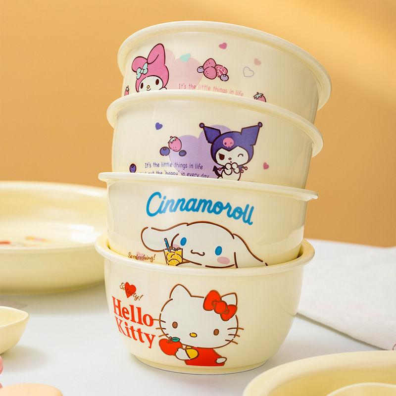 Kawaii New Sanrio Hello Kitty Cream Ceramic Rice Bowl Cute and high-value ceramic tableware bowl Kulomi ceramic bowl  Gifts Toys