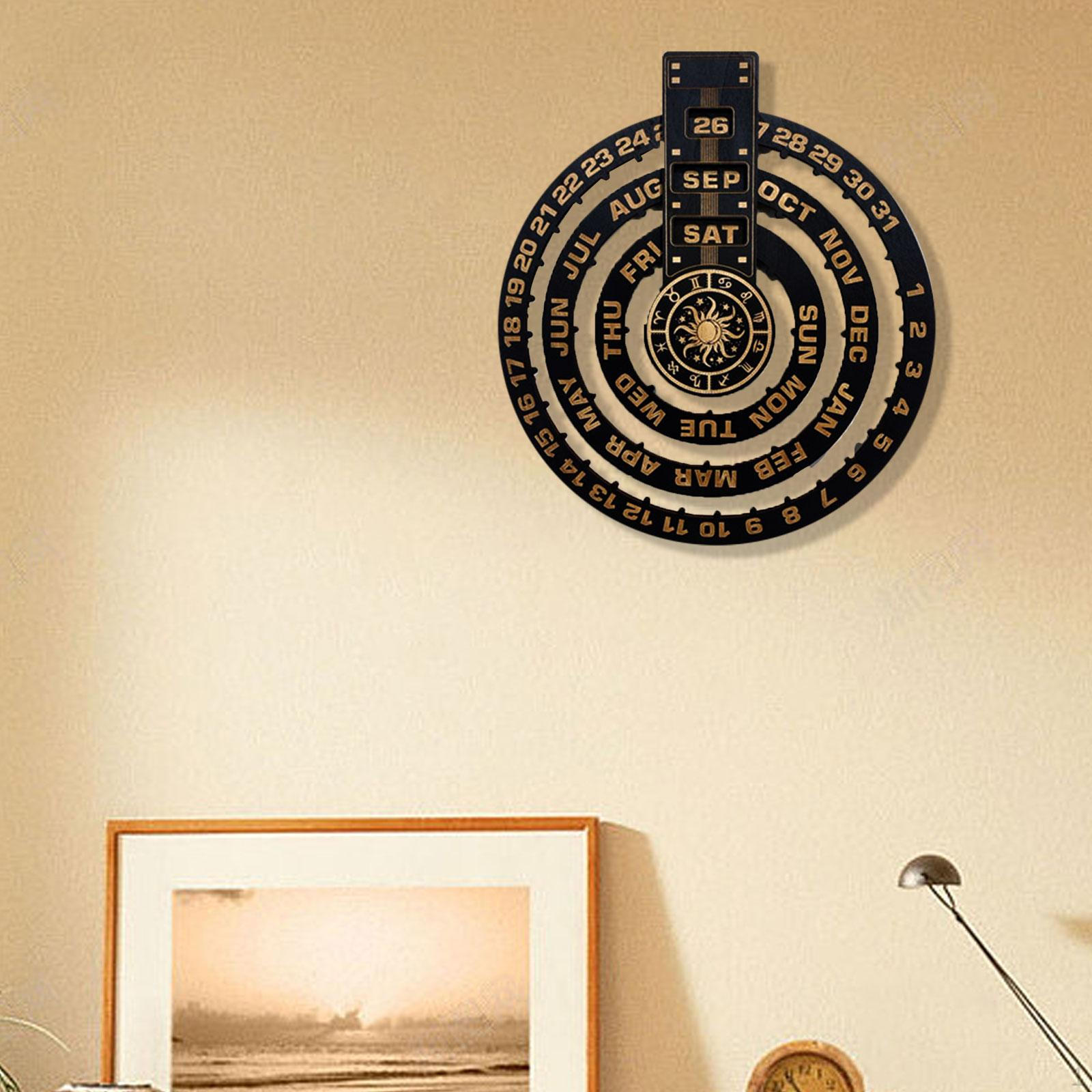 

Wood Pendulum Board, Calendar Pendant Wall Mounted Manual Rotatable Circular Ornaments Decorative