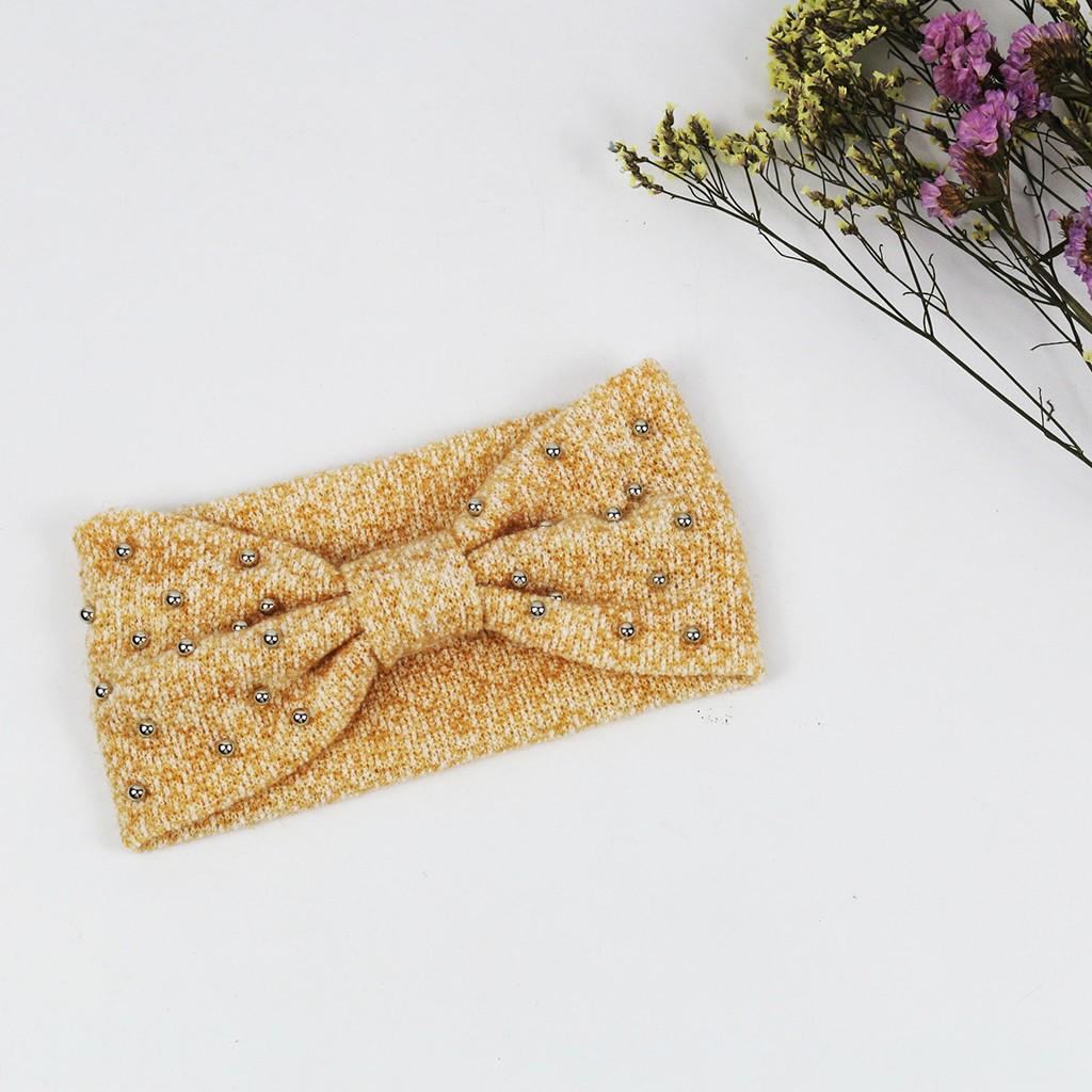 Women's Beaded Wool Knitted Winter Ear Warmer Girls Hair Accessories Headbands