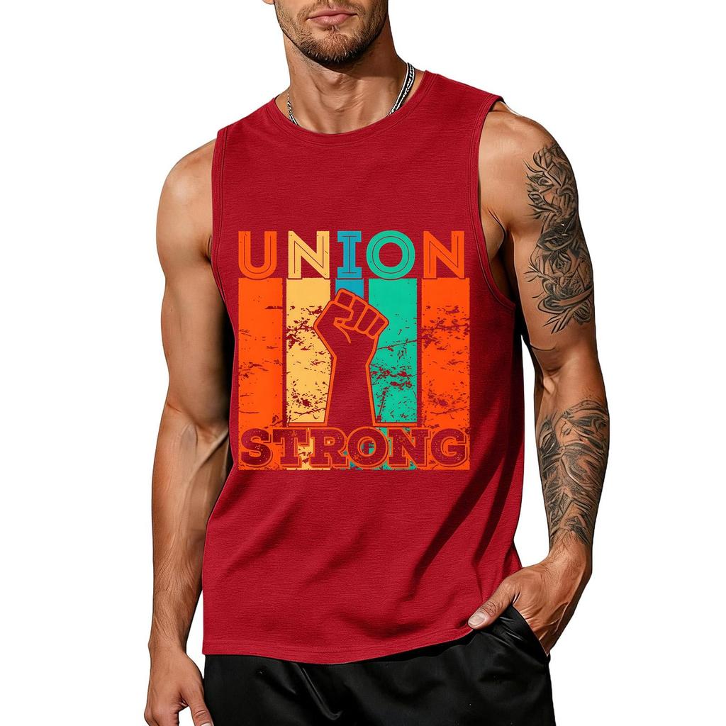 Men's Sleeveless Tank Top Casual Muscle Shirt Labor Day Union Strong Graphic Print Workout Gym Vest