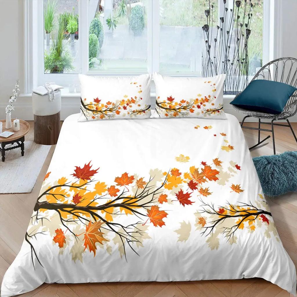 Tre of Life Soft Duvet Cover Set, Maple Tre Beding Sets,Gothic Nature Branch Warm Comforter Cover Red Tre Comfortable Quilt Cover King-Sized Dimension