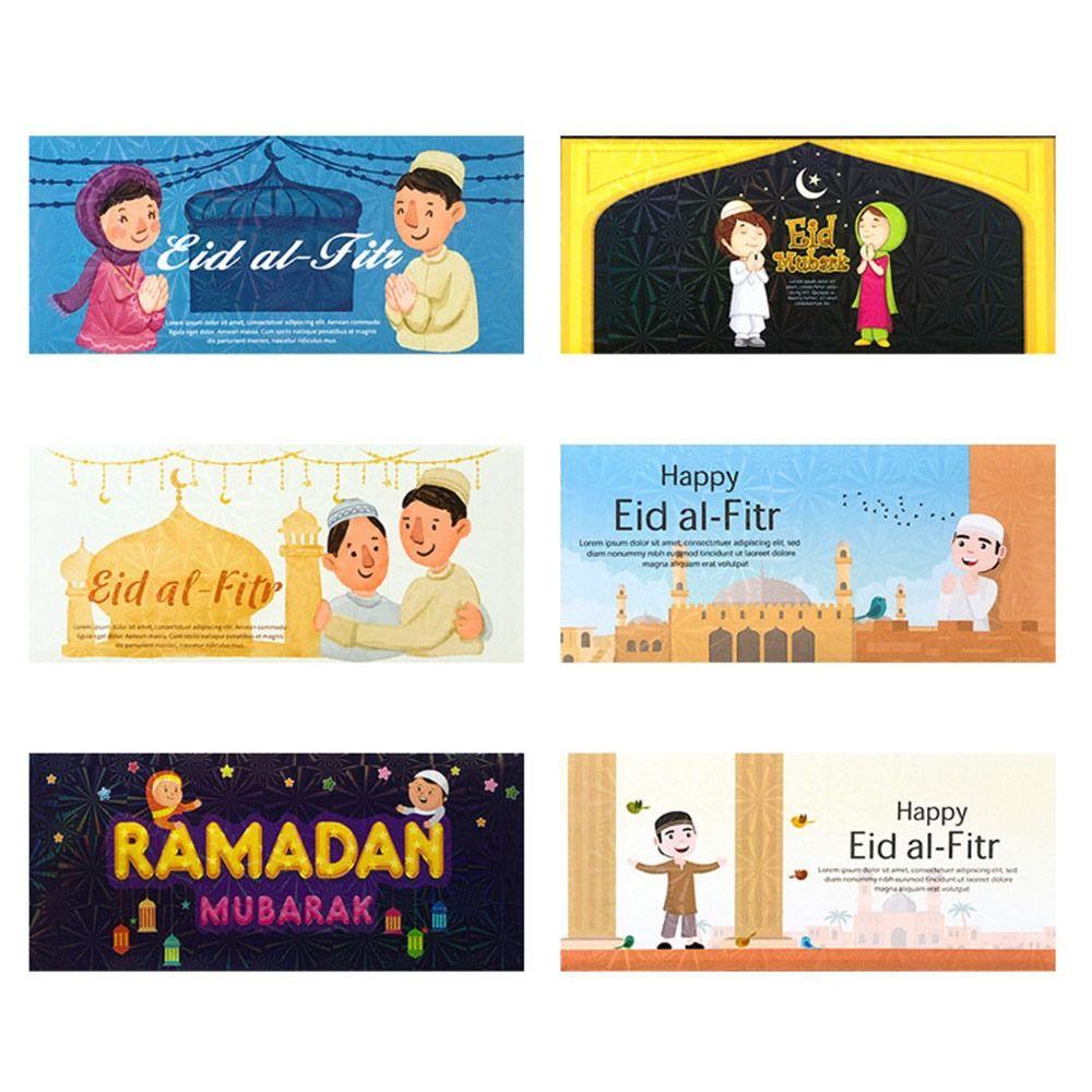 6PCS Multicolor Eid Mubarak Cash Envelopes Paper Lucky Greeting Card  Gift