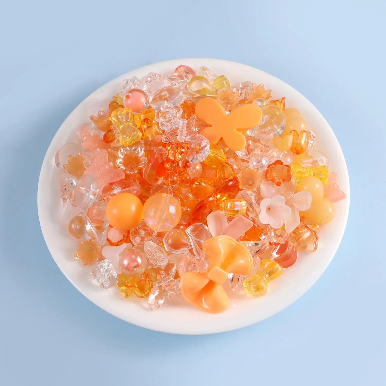 

30g/bag Fun Mixing Style Candy Color Transparent Acrylic Beads DIY Handmade Pen Bracelet Jewelry Making Phone Chain Accessories 30g помаранчевий