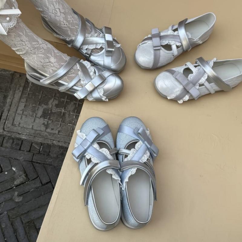 Fashion Mary Jane Flat Shoes 2025 Butterfly Knot Soft Soled Women's Ballet Fashion Simple Daily Dress Up Flats Lace Comfy Women Shoes