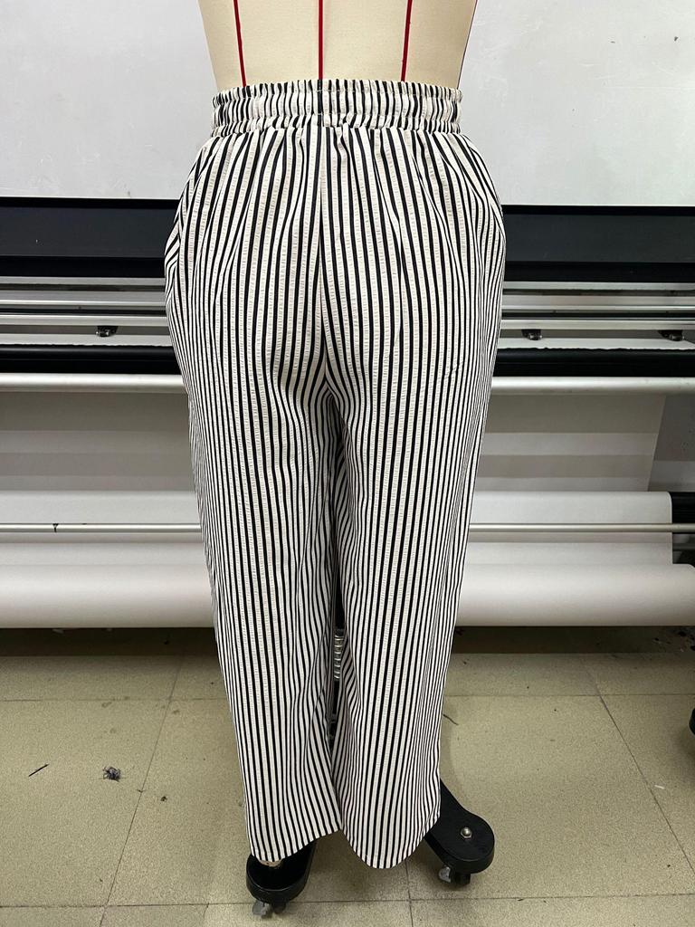 2026 Women's High-Waisted Cross-Color Striped Wide-Leg Pants - New Spring/Autumn Casual Slimming Fit