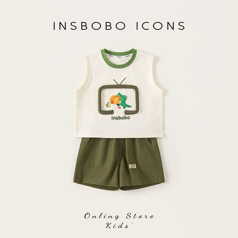Insbobo Boys  Suit Summer 2026 New Style Boy s Vest Two-Piece Set Summer Baby Clothes Stylish Children s Clothing