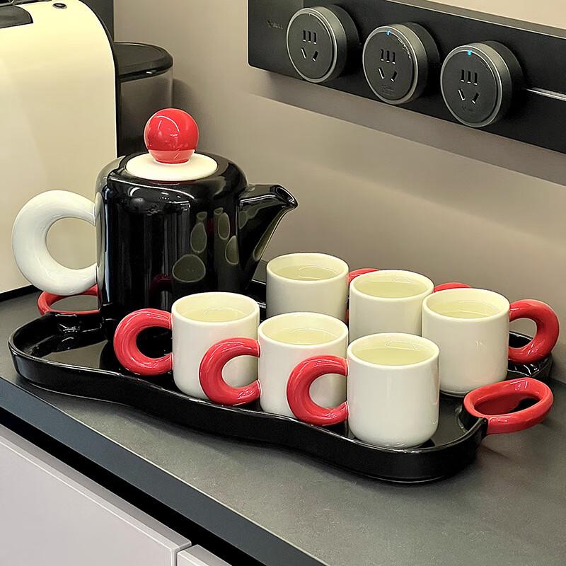 Dopamine Ceramic Teapot & Teacup Set with Tray