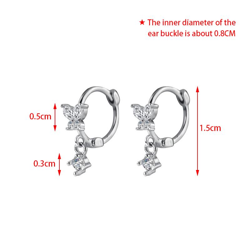 Silver Color Butterfly Flower Bow Zircon Earrings Women Luxury  Gorgeous Jewelry Accessories