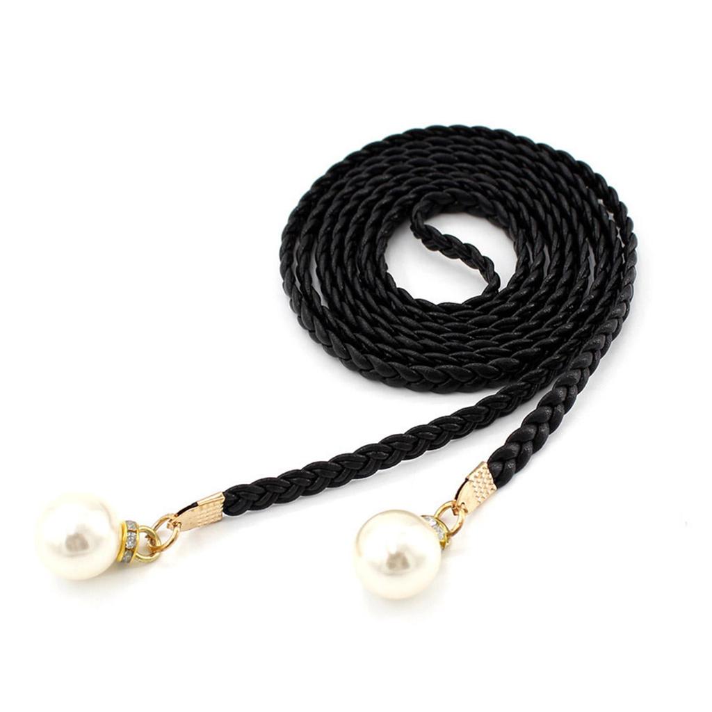 Cinturón de estilo bohemio para mujer, delicado cinturón trenzado con adornos de perlas, cinturón de verano para mujer, cinturón de playa para verano