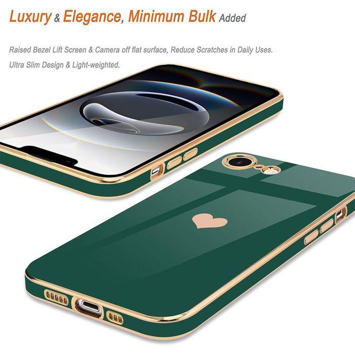 Coque de protection - BOOLING - iPhone 16e - Antichoc - Souple - Motif Cœur Vert Nuit