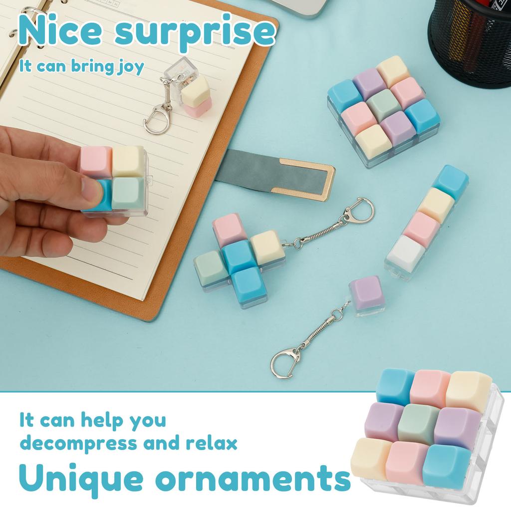 6Pcs Colorful Keyboard Fidget Toy Portable Keyboard Clicker Toy Funny Keypad Fidget Keychain Decompression Plaything for Adult