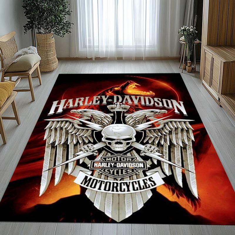Retro H-Harleys Racing Moto Living Room Non-Slip Area Rug Soft Carpet for Bedroom Kids Playroom Sofa,Home Decor Doormat Gift